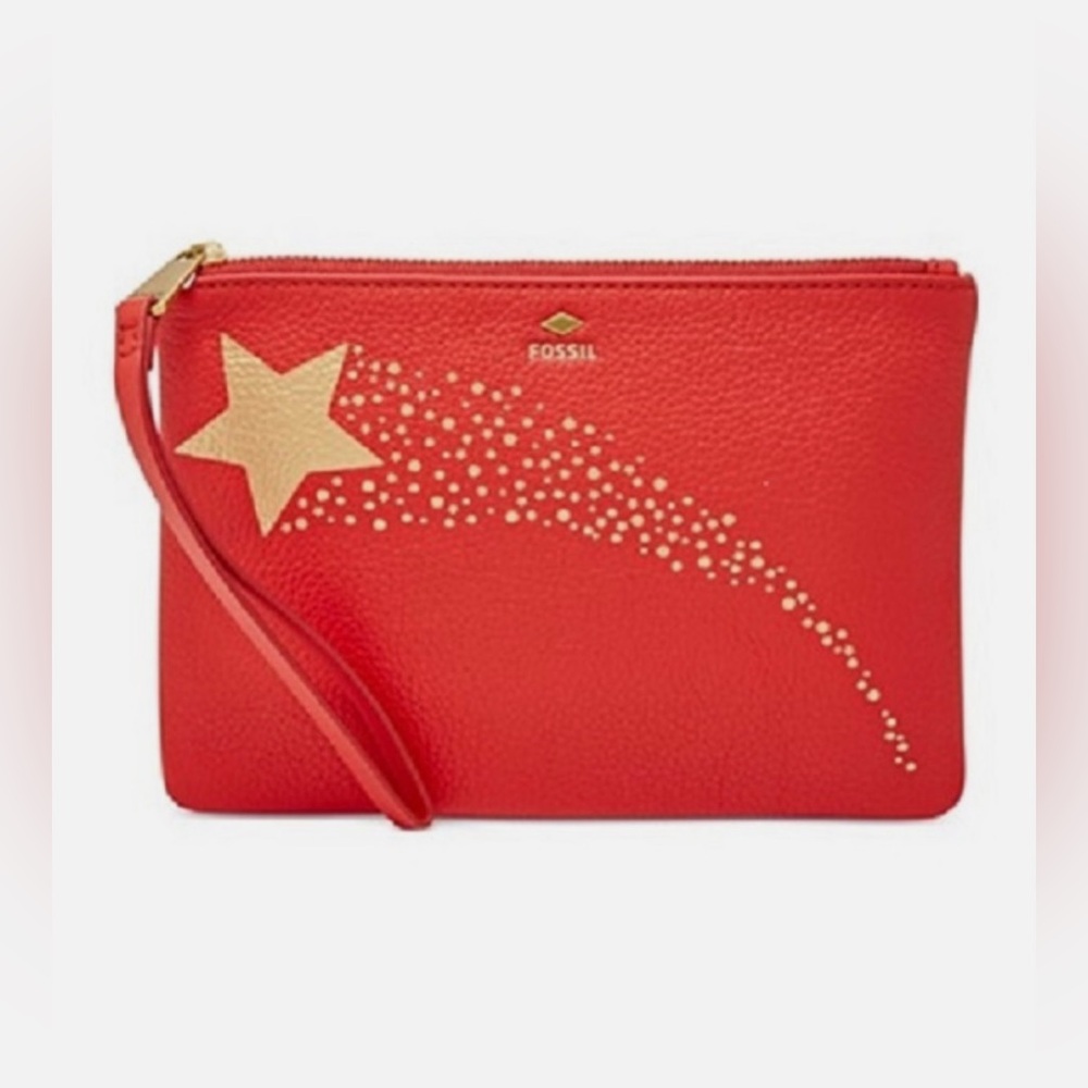 Fossil Red Leather Shooting Star 💫 Wristlet